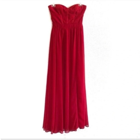 Fame and Partners Free People Red Pleated Maxi Dress - Picture 2 of 12